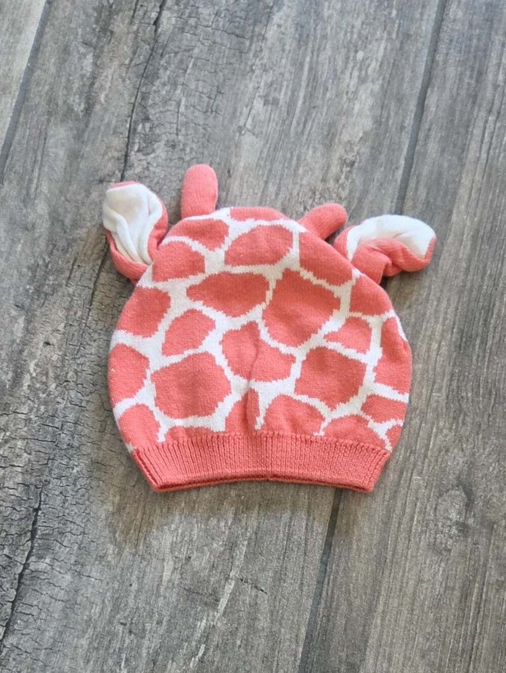GAP Baby EUC 0-3 Months Coral Hoodie, Striped Pants and Giraffe Sweater Hat